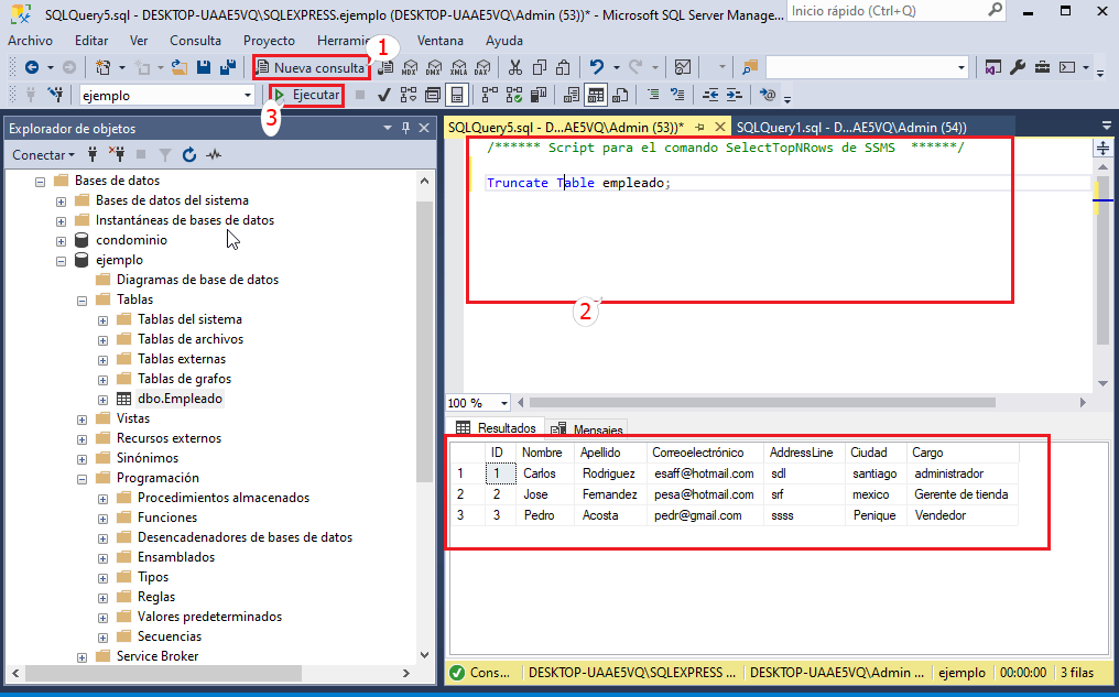 Truncate Table SQL Elimina registro de una tabla