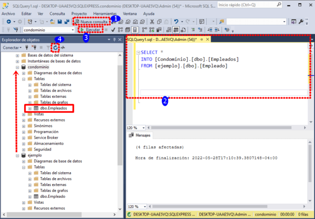 Sql Select into: Para copiar tabla - Sqlserverdb
