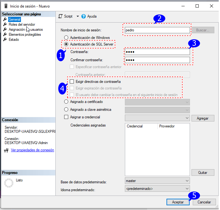 crear usuario en sql server