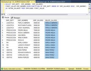 SQL First Value: Sintaxis y Ejemplos - Sqlserverdb