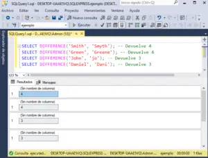 sql difference